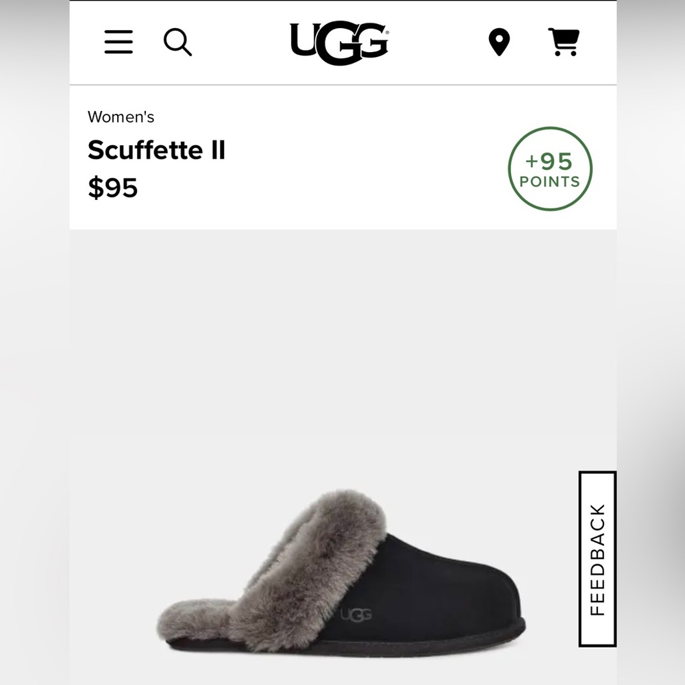 Womens UGG Scuffette II in good used condition. Size 7. Black/Grey